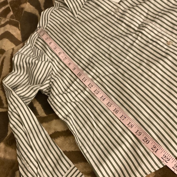 VINCE
Till Stripe Cropped Button Down Tops       Color: Off White Multi - Picture 7 of 10